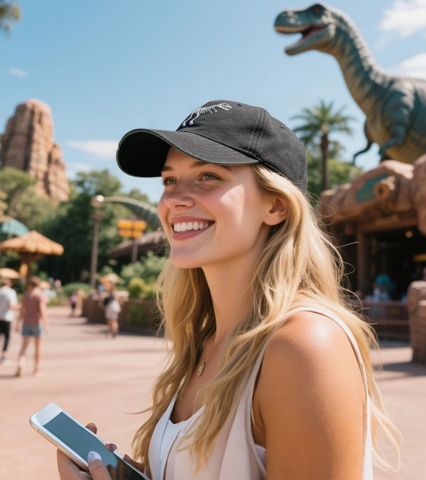 Gorra de béisbol con bordado de dinosaurio para mujer miniatura 7