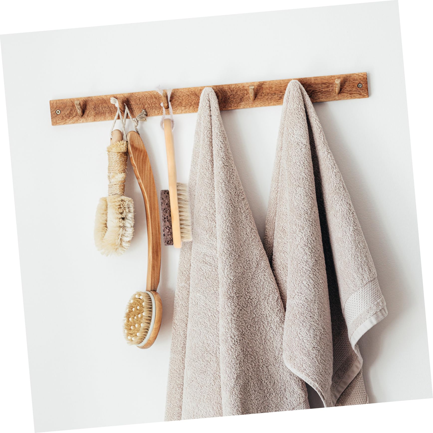 6 Stück Bade und Massage Peeling mit Holzgriff und Nylonborsten für Rücken und Körper Inkl Bimsstein für Spa und Dusche