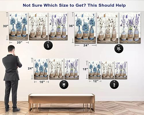 Miniatura 4 de Arte de pared de granja, lienzo de flores de naturaleza muerta, arte de pared para relajarse y relajarse, imágenes para decoración de baño