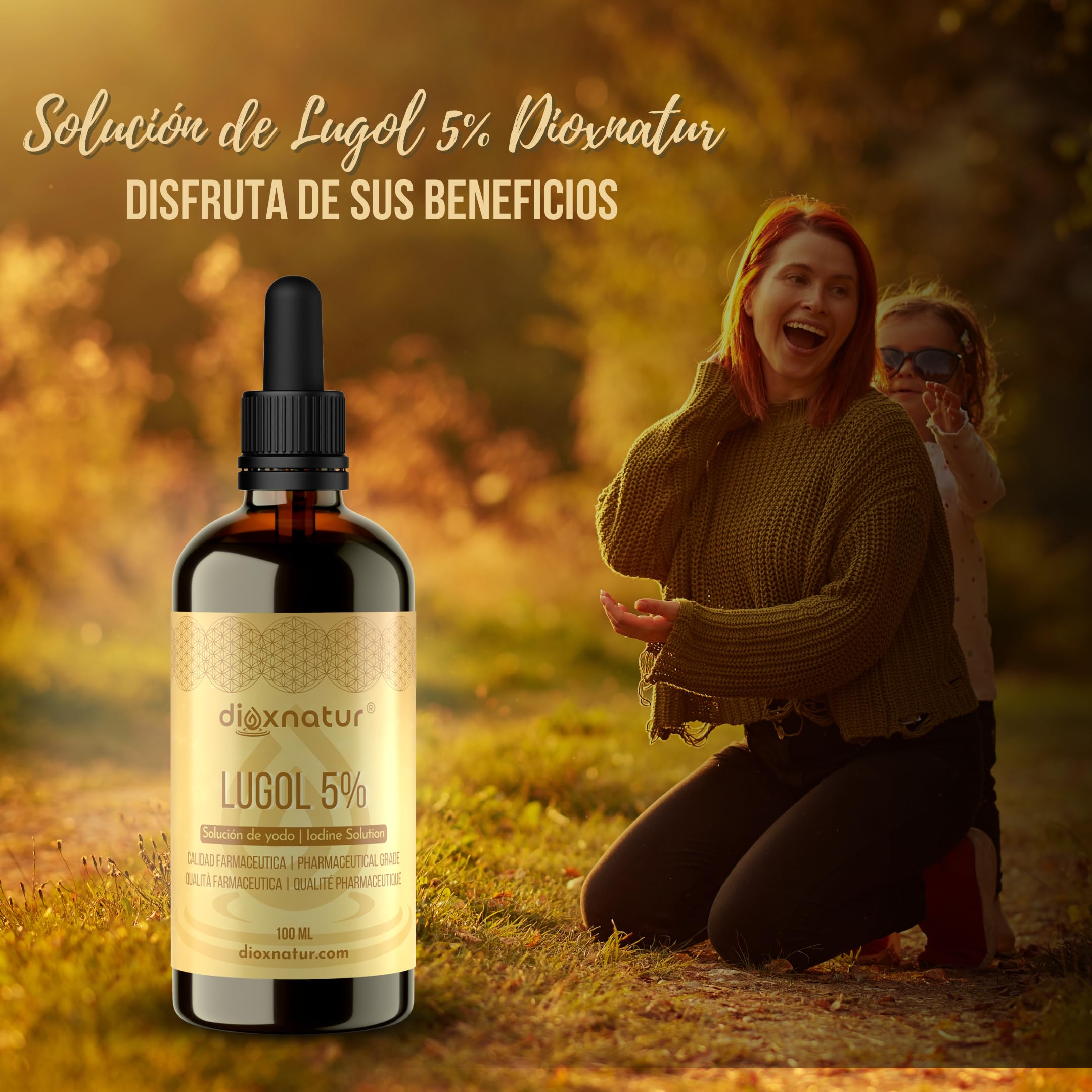 Solución de Lugol 5% Calidad Farmacéutica 100ml | Gotas de Yodo Líquido y Yoduro de Potasio con Pipeta Dosificadora Precisa