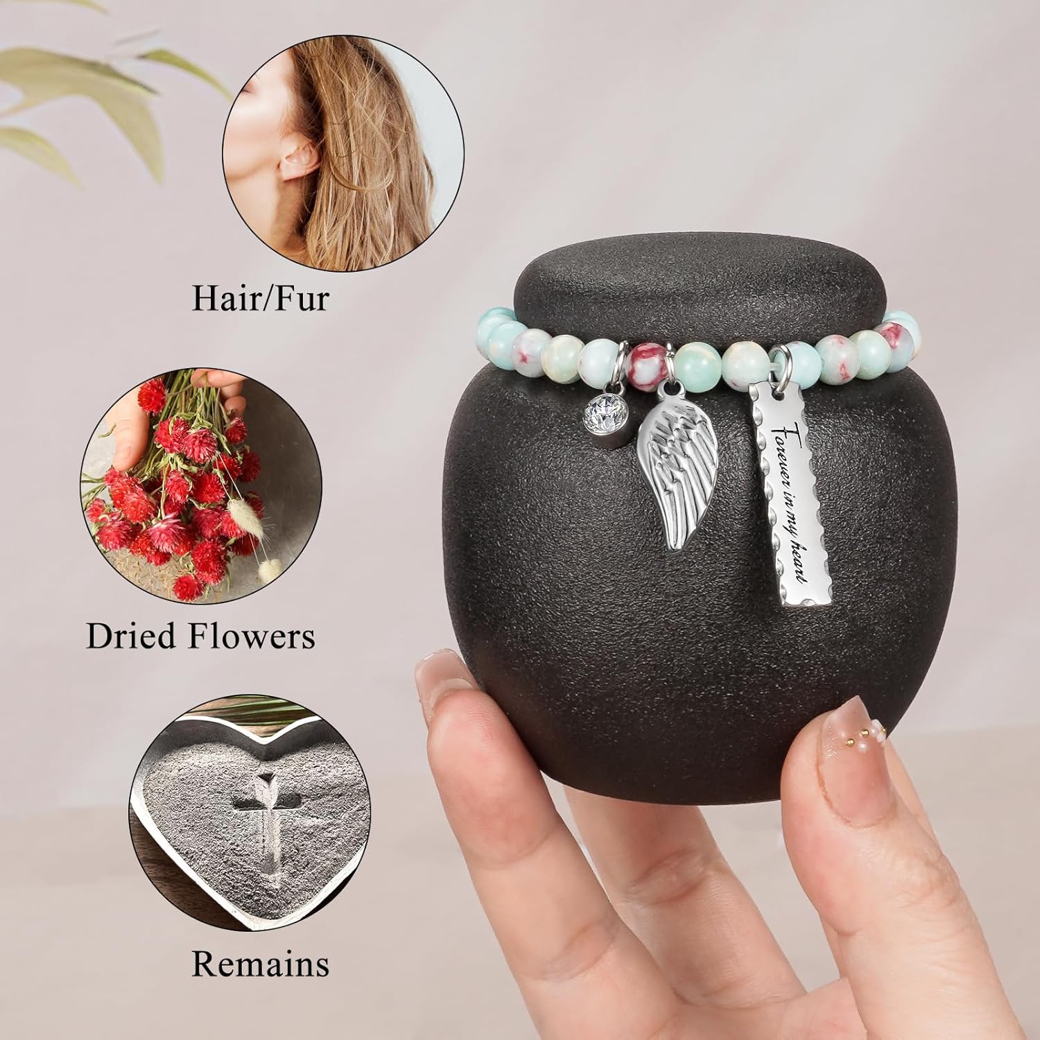 SOITIS Customized Small Urn for Human Ashes Keepsake- 2.76 Inches Black Ceramic Urn for Ashes Keepsake, Memorial Holder Decorative Urn, Funeral Cremation Urns for Women Men