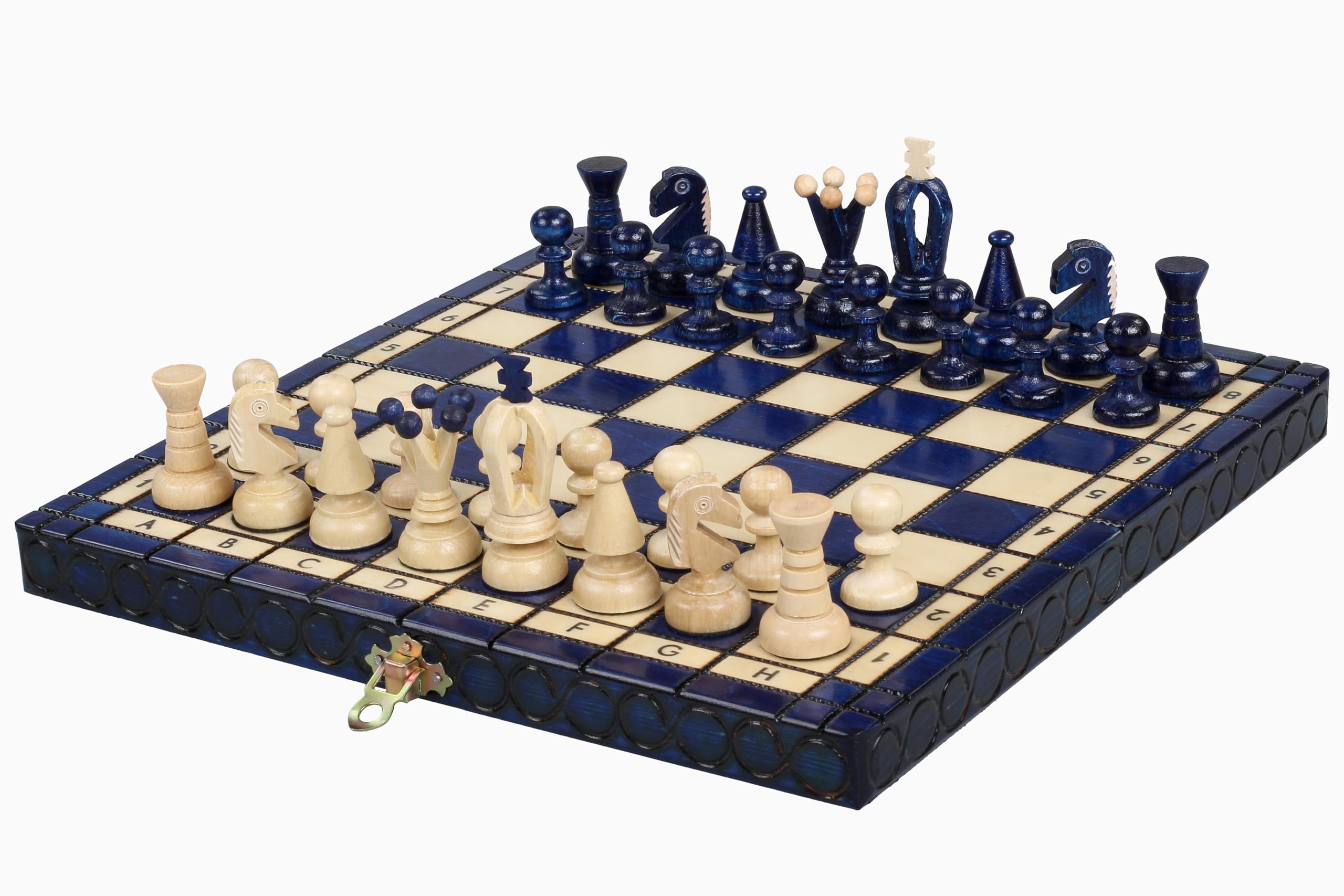 Sunrise Chess - Juego de ajedrez (tamaño compacto, máximo placer de juego), color azul