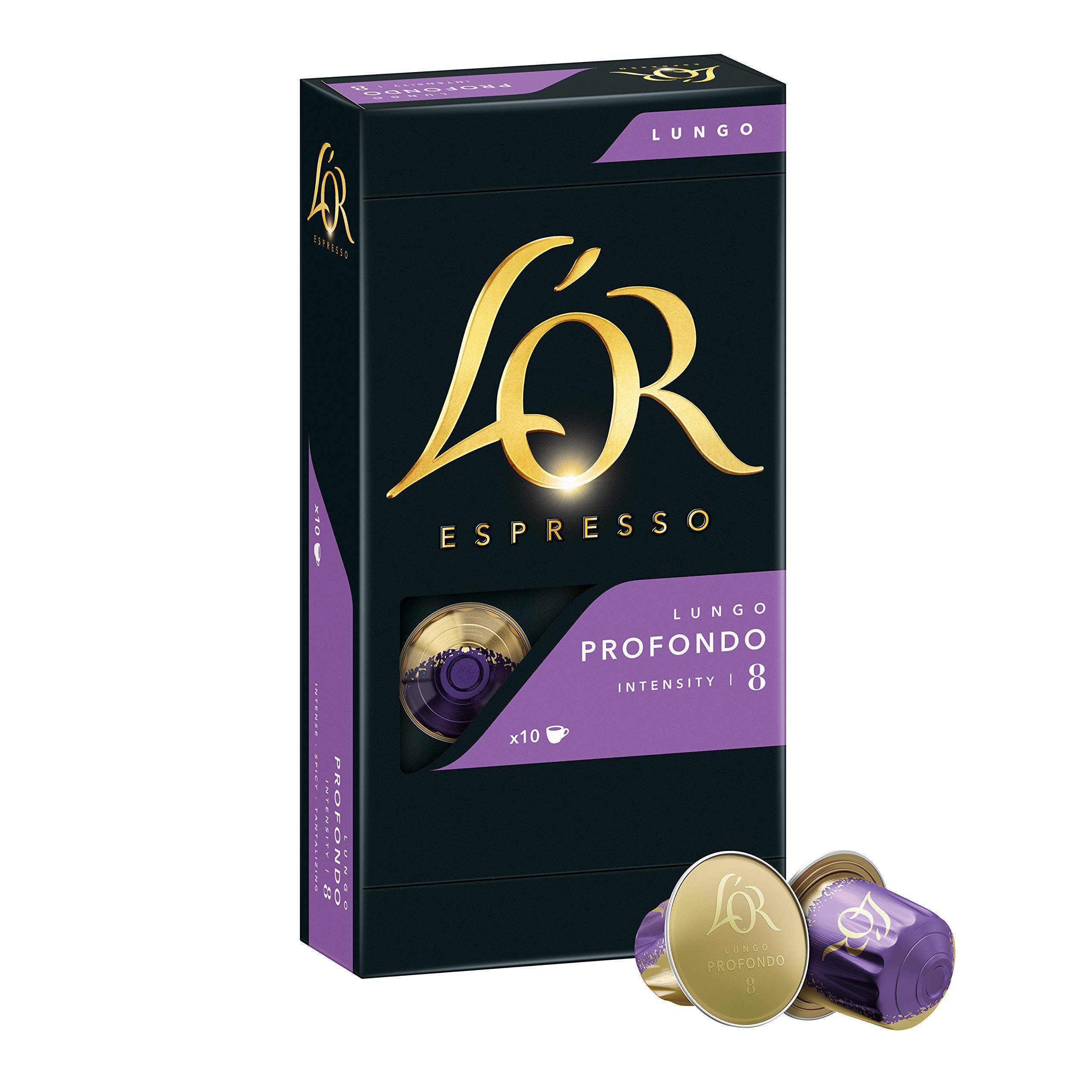 L'Or Espresso Café Lungo Profondo Intensité 8 Capsules en Aluminium Compatibles avec les Machines Nespresso