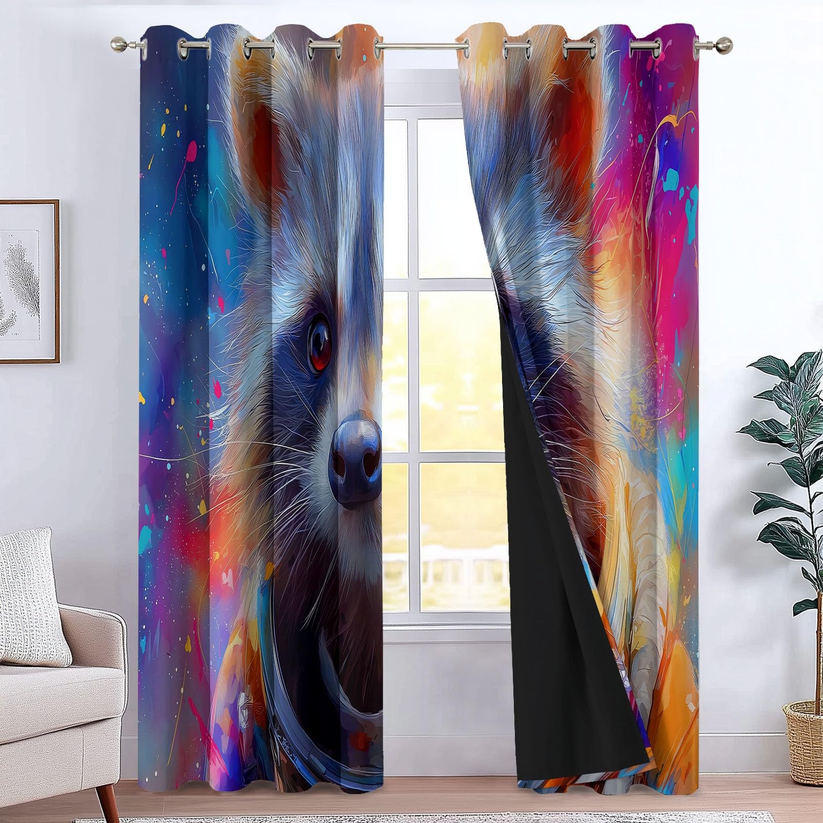 Générique Rideaux de Chambre Enfant Espace Ours, Rideau Occultant 2 Panneaux Créativité Nébuleuse, Isolation Thermique Anti-Froid à Œillets, pour Une Meilleure Confidentialité 140 x 245 cm Gris Foncé