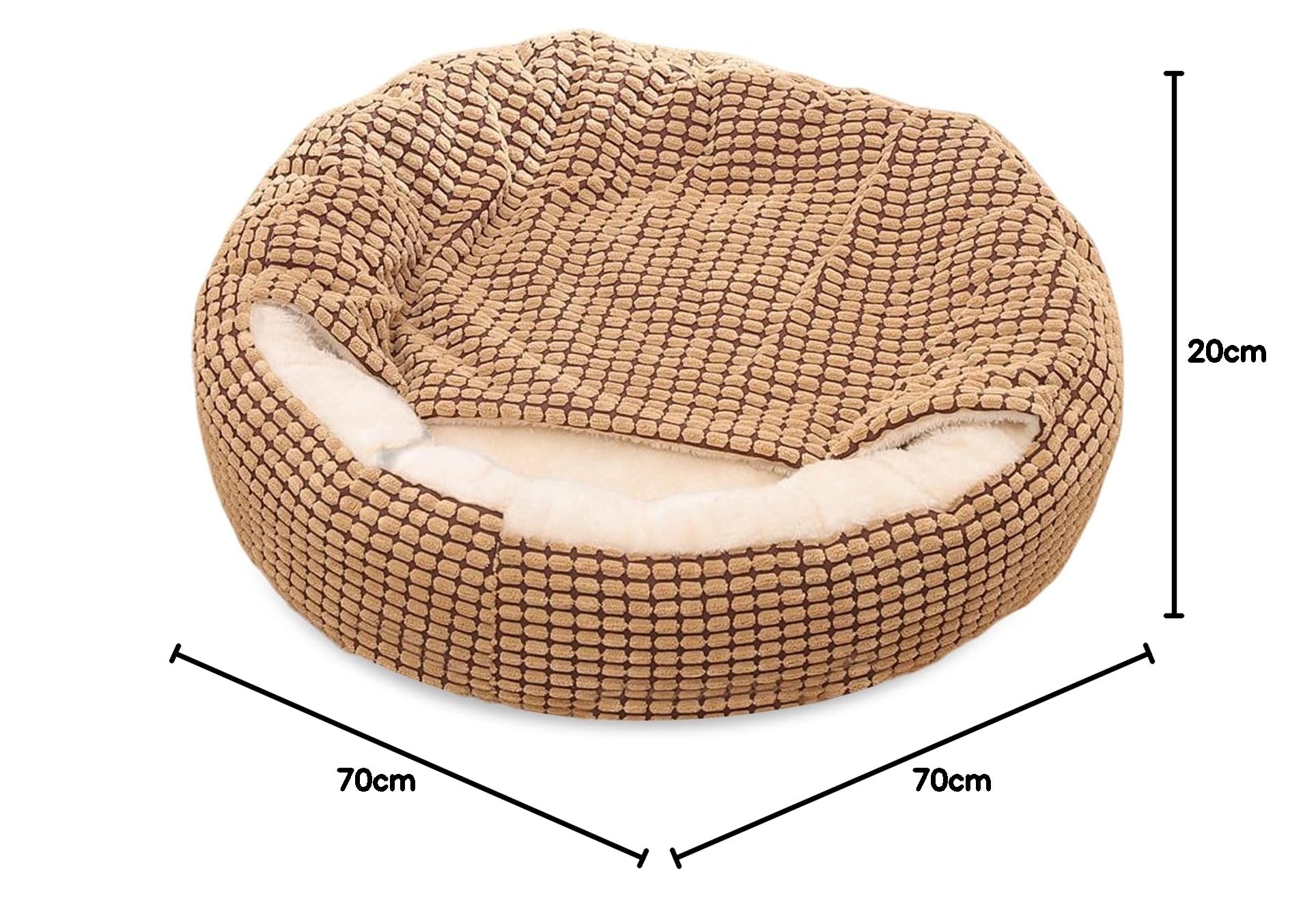PETCUTE Panier Chien Moyen Taille, Lit pour Chien Round,Lavable Panier pour Chien à Capuche,Coussin pour Chien avec Fond Antidérapant,Paniers pour Chiens Convient aux Chats, Chiens,Jusqu'à 12.5kg