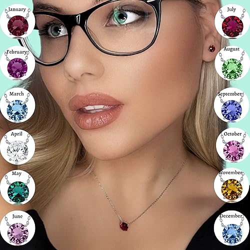 Miniatura 3 de Beaux Bijoux Collares de plata de ley con piedra natal para mujer con cristal, collar con colgante de piedras preciosas simuladas, joyería de piedra