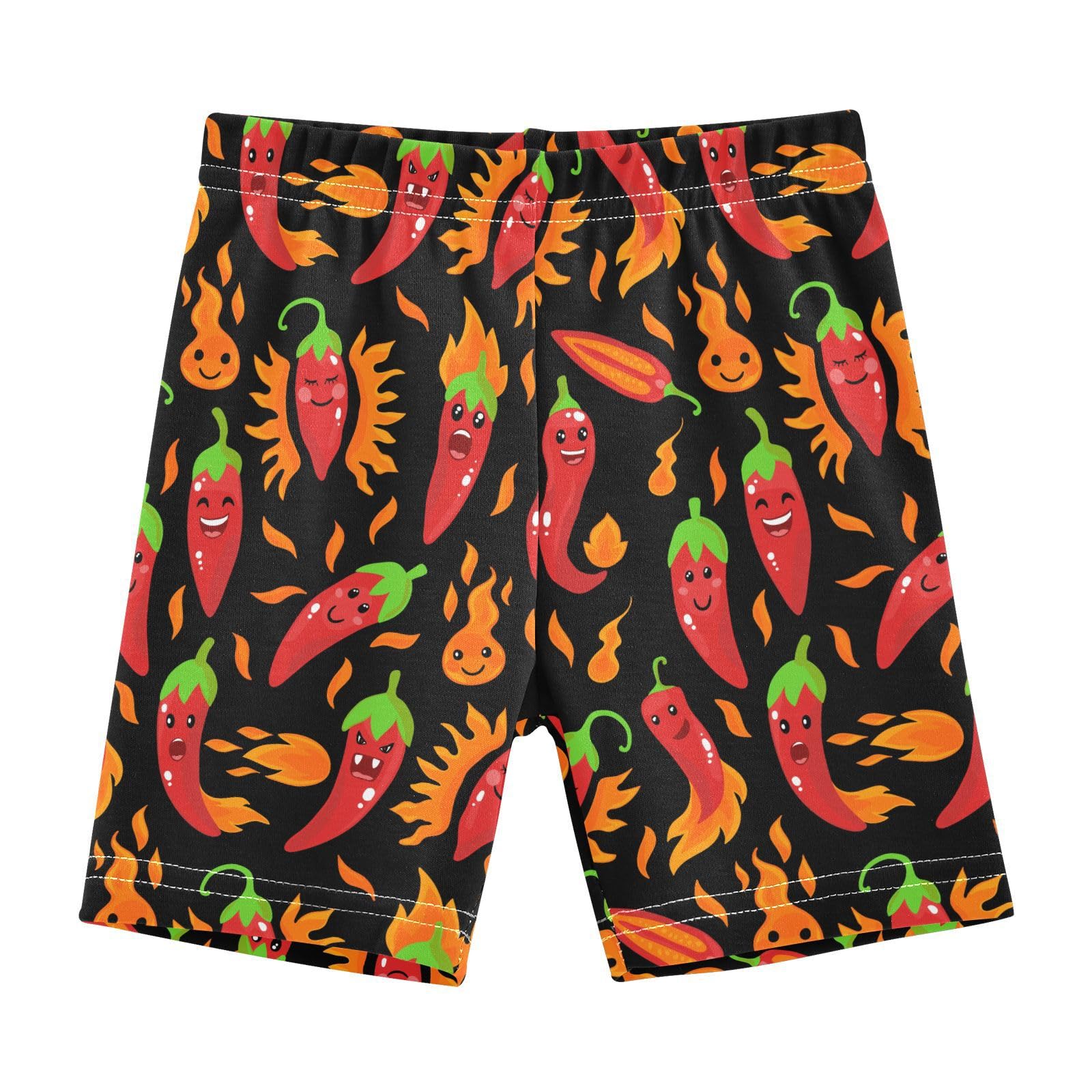 JHKKU Girls Cartoon Chili Peppers Shorts Cotton Cartwheel Bike Kids Biker Under Dress Dance Short Girl Clothes 4T