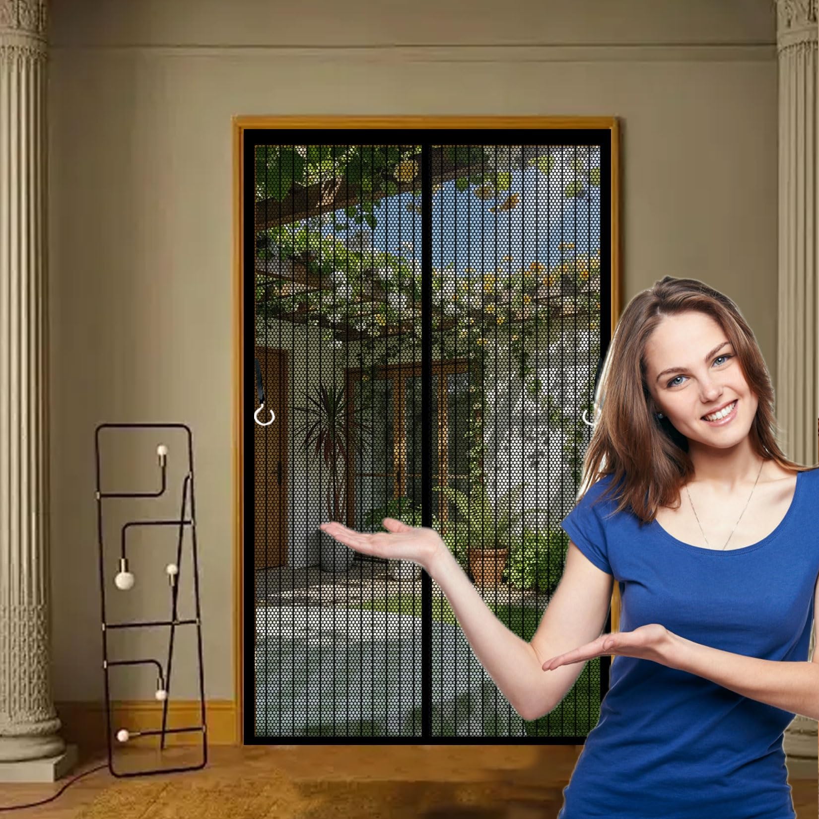 Magnetic Fly Insect Screen Door 125 x 235 cm with Magnets, Magic Tapes, Polyester Fly Screens for Doors No Drill Installation, Keep Bugs Out for Keeping Out Flies, Black