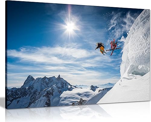 Miniatura 1 de Panther Print Impresiones artísticas artísticas enmarcadas de estilo libre de esquí sobre glaciares, cuadros para paredes del hogar, dormitorio,