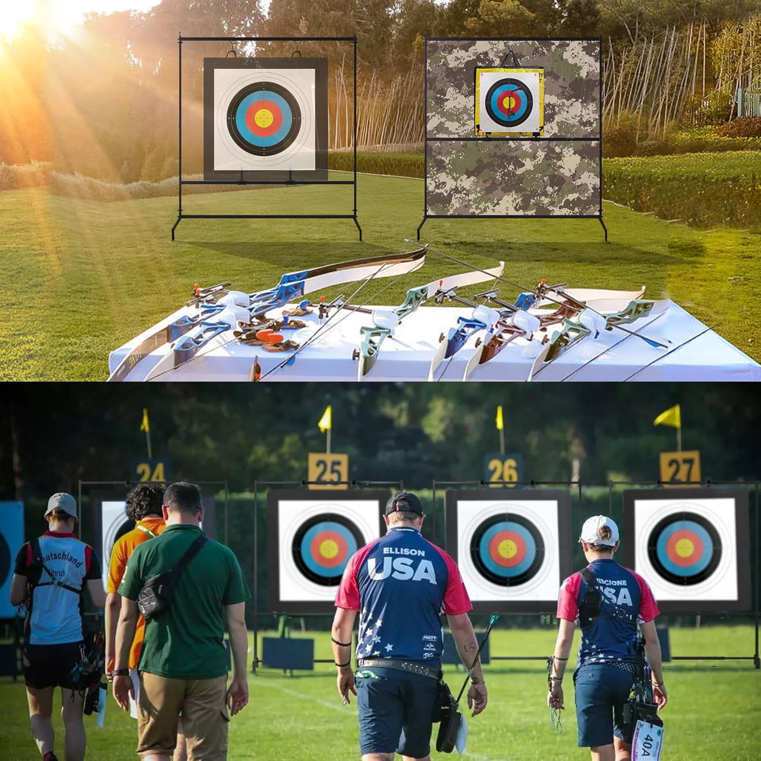 Archery Target Stand for Bag Targets Block Cube Foam - Multi-Function- Large Range- Movable-Adjustable-Sturdy and Durable