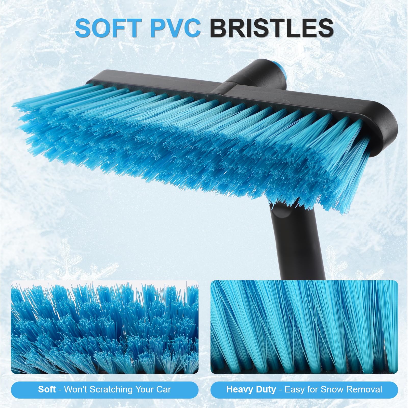 Cepillo de Nieve Extensible 2 en 1 con raspador de Hielo para Parabrisas de Coche, rascador de Ventana de Coche de 33 Pulgadas y Cepillo de Espuma para Quitar Nieve para SUV, Limpiador de