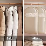 51" Compression Garment Bags – 2 Pack – 40% Space Saving for Down Jackets & Coats – Heavy Duty Twill Fabric