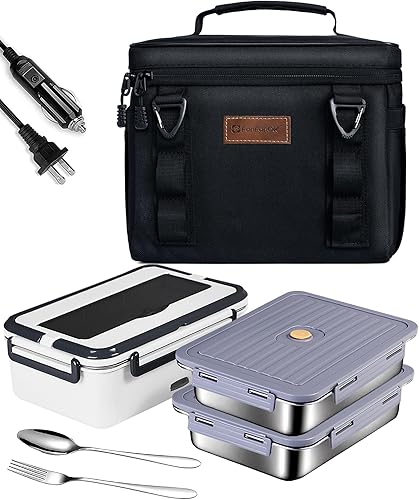 Miniatura 3 de Contenedores de Lonchera, Caja de Almuerzo Eléctrica Interior de Acero Inoxidable 304, Contenedor de Alimentos Removible de Gran Capacidad de 60oz 1