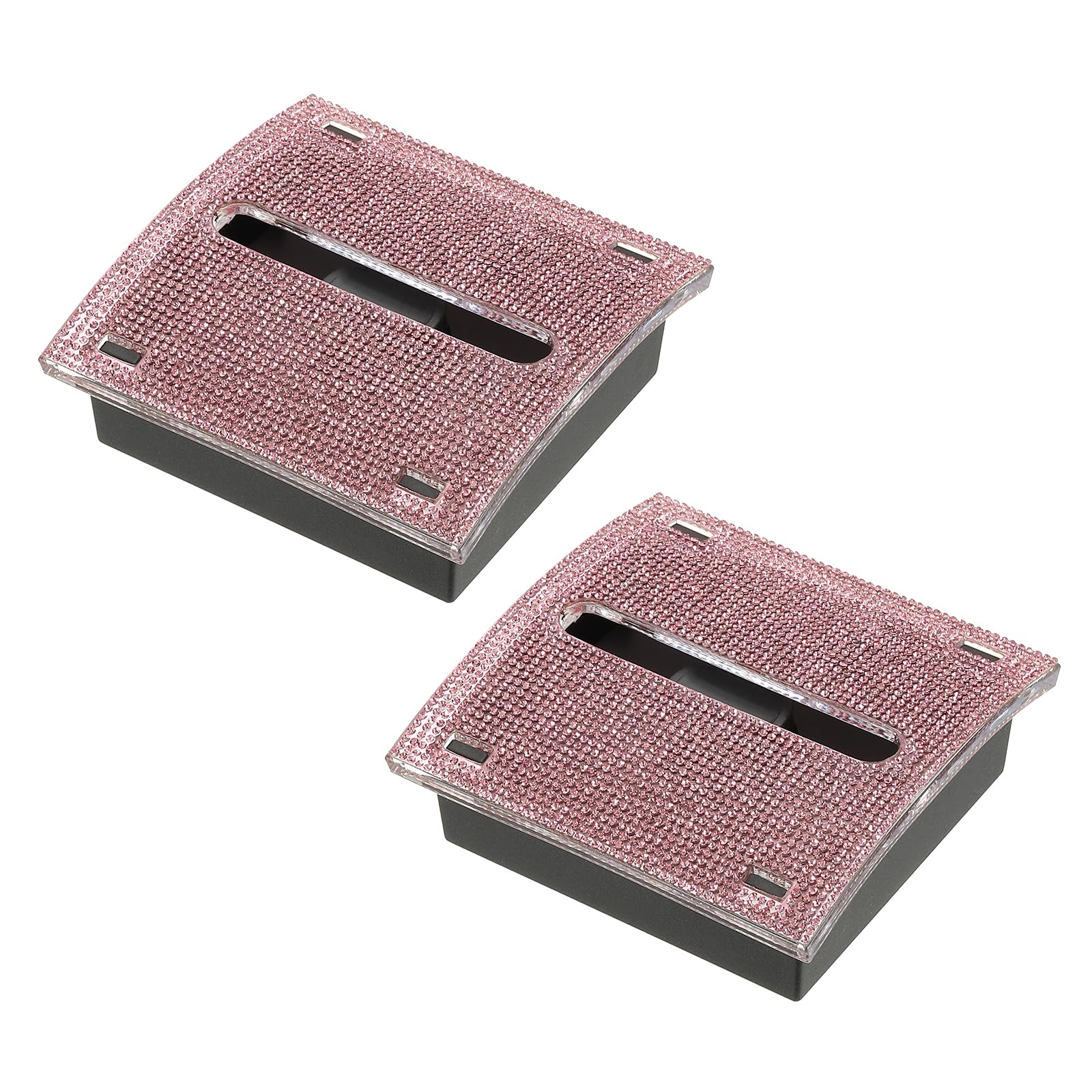 PATIKIL Rhinestone Sticky Note Dispenser, 2Pcs 3x3 Sticky Note Holder Acrylic Posted Notes Memo Note Container Dispenser for Sticky Notes Office Home Store Kitchen Supplies, Pink