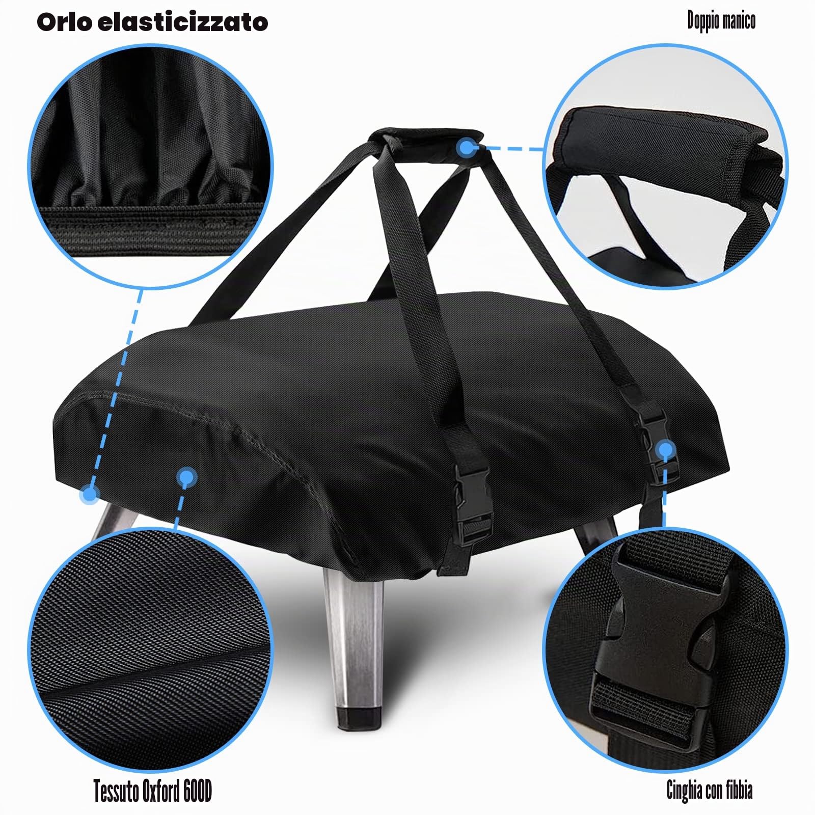Kovshuiwe Carry Cover for Ooni Koda 12 Gas Pizza Oven, Outdoor Pizza Oven, Waterproof 600D Oxford Fabric, Pizza Oven Cover Accessories (25.2"x16.5"x6.7")