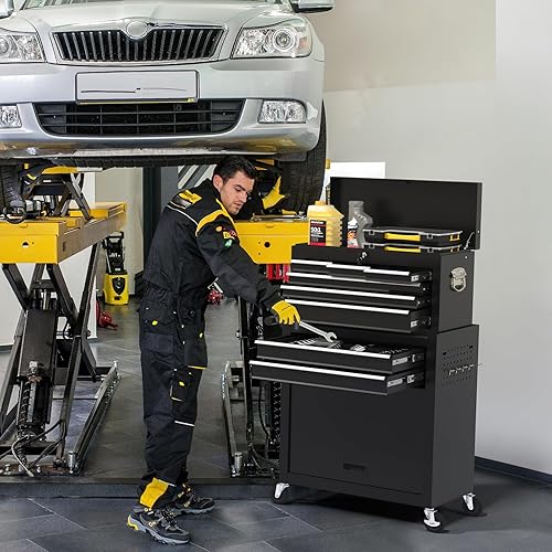 Miniatura 2 de Cofre de herramientas resistente de 8 cajones con ruedas, caja de herramientas industrial, cajones con cerradura y sistema de deslizamiento suave