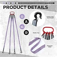 Vista 4 de Nuanchu Eslinga de cadena de 5 pies para elevación 2T correas de elevación para elevador 4409 libras con gancho de agarre de 4 patas y ajustador