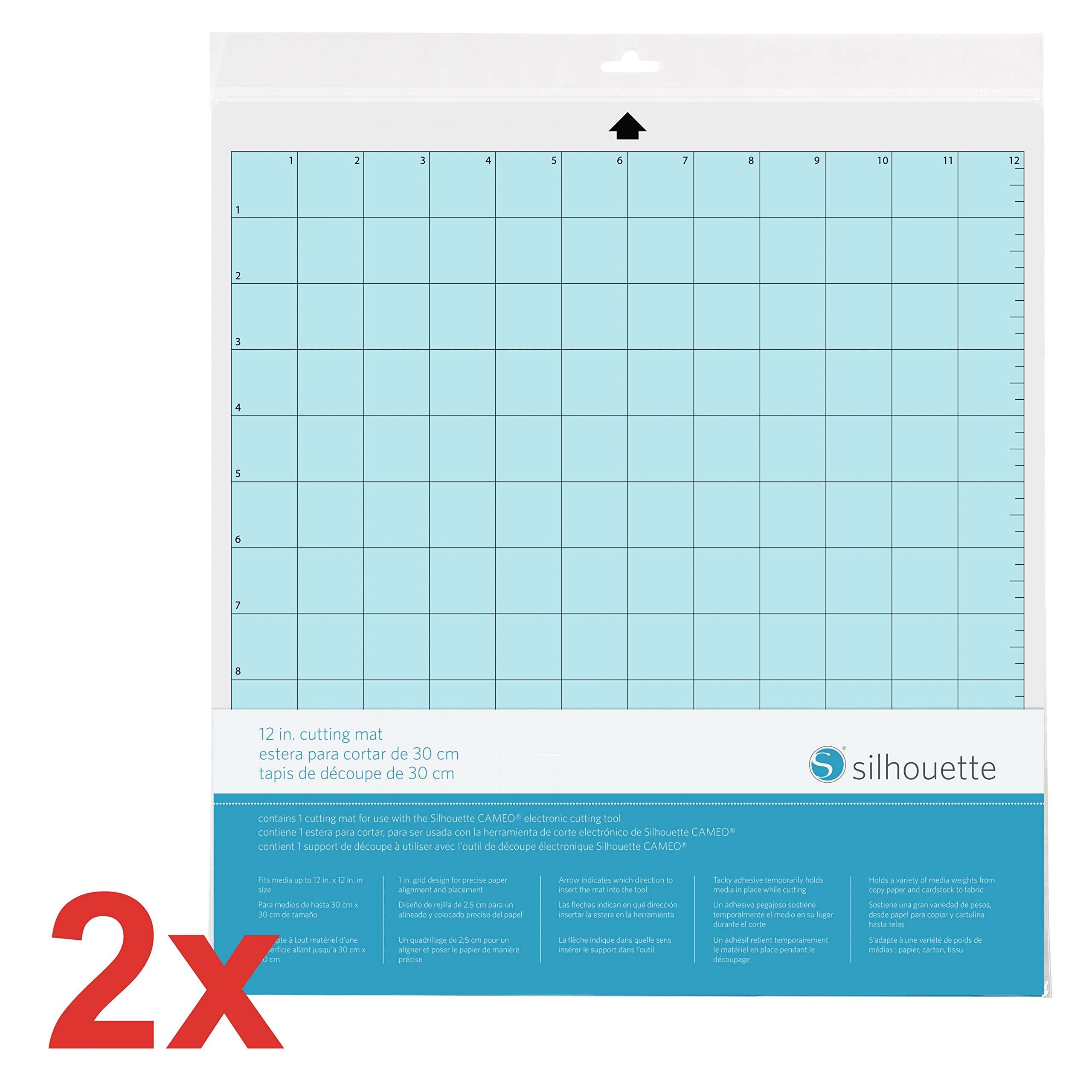 Silhouette Doppel-Pack 12' Schneidematten Bundle: 2 Original Schneidematten, 30,48 x 30,48 cm, durchsichtig, für Silhouette Cameo 1, 2 und 3