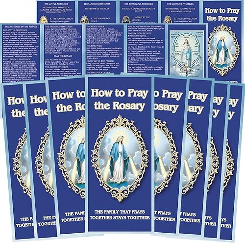 Cómo orar el Rosario, folleto de papel para principiantes, aprendizaje de la escuela dominical, paquete de 10 (3 34 pulgadas de ancho x 8 34