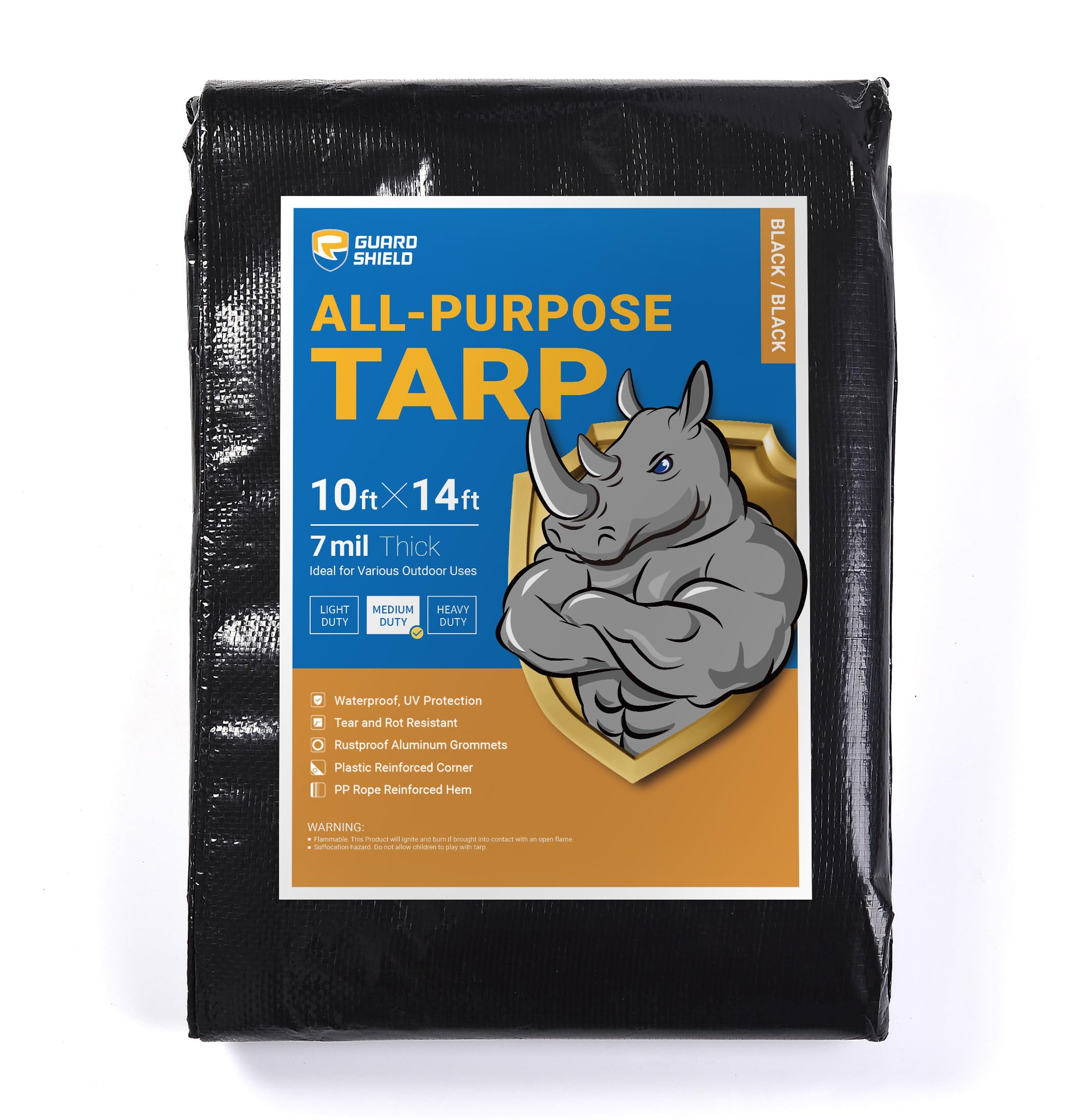GUARD SHIELD White Tarp 10x12 Feet Medium Duty All Purpose Poly Tarps Cover 7mil — view 23