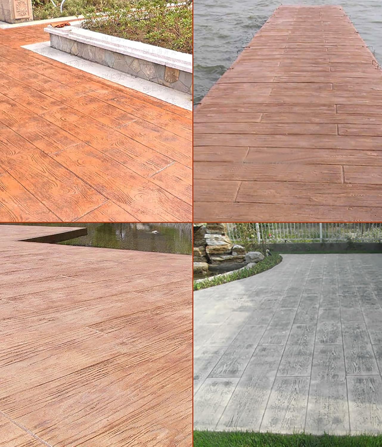 Vertical Wood Grain Concrete Polyurethane Stamping, Seamless Cement Stamps Wood Plank Realistic Texture, Concrete Moulds for Patio(Color:2 pcs)