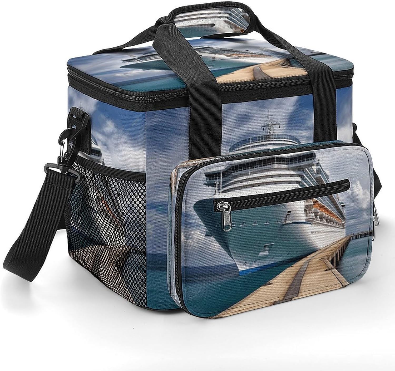 Cruise Ship Cooler Bag Portable Insulated Lunch Bags Leakproof Ice Chest Large Capacity Soft Cooler Tote for Picnic Camping Work Travel Keep Food Drinks Fresh 22.5L