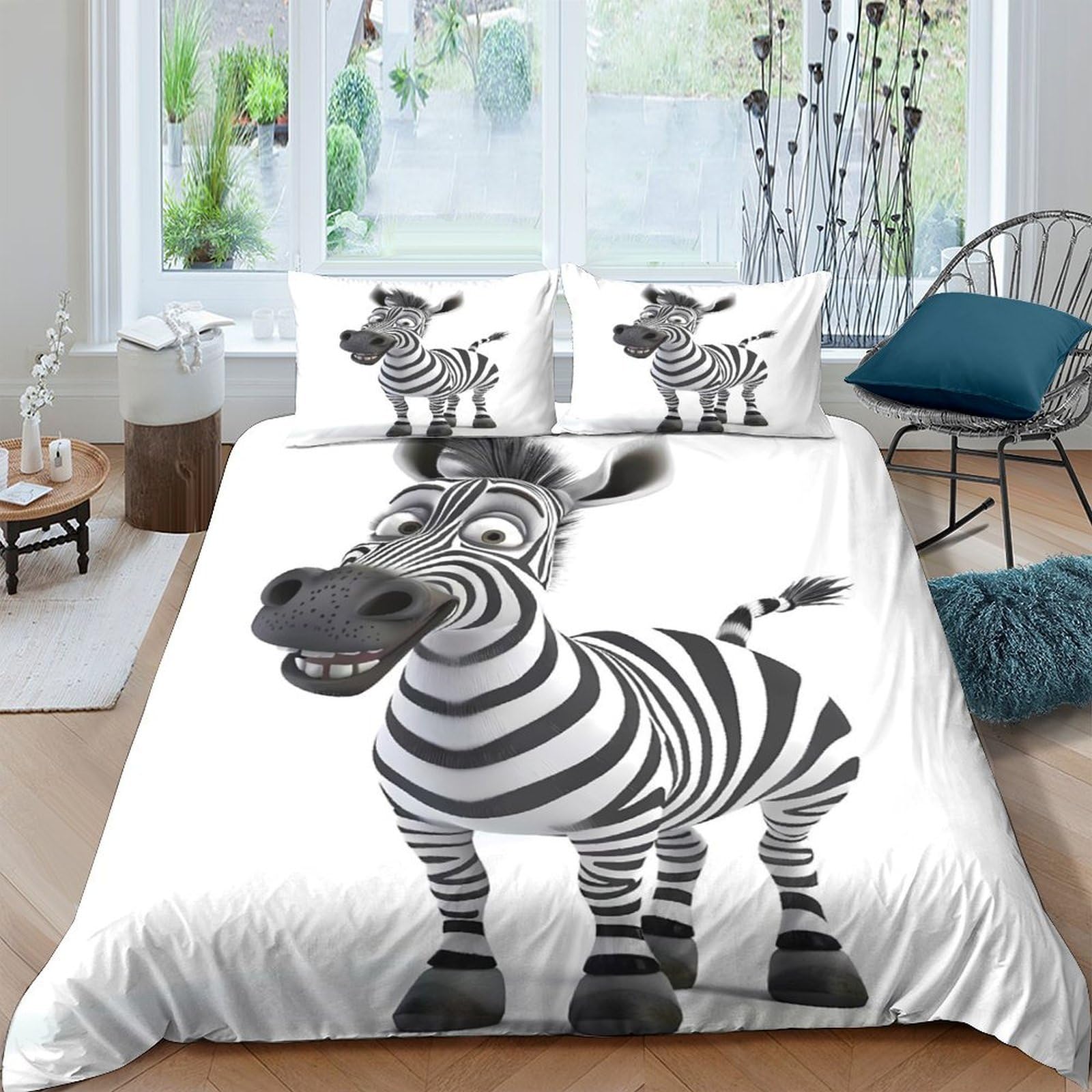 Ctjqhvkz Style-6 3D Printed Cartoon Zebra Fitted Sheet Microfiber Fun Animal Bed Cover For Bedroom Dorm Soft Mattress Protection Decor Single（135X200cm）