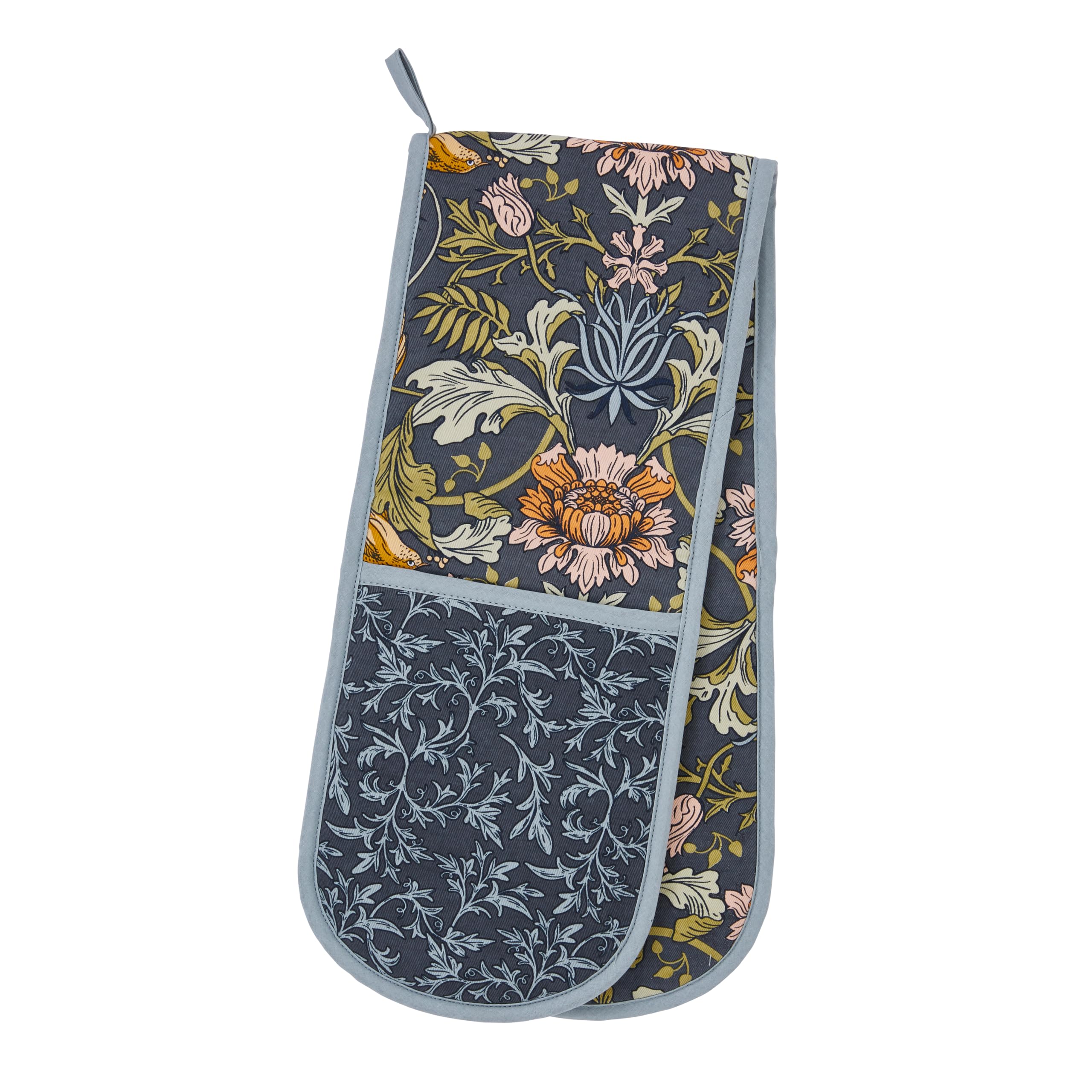 Ulster Weavers - William Morris Double Oven Gloves (88 x 18cm) - 100% Cotton - Traditional Navy Oven Gloves Heat Resistant - Washable - Jacobean Oven Gloves - Kitchen Accessories - Kitchen Gifts