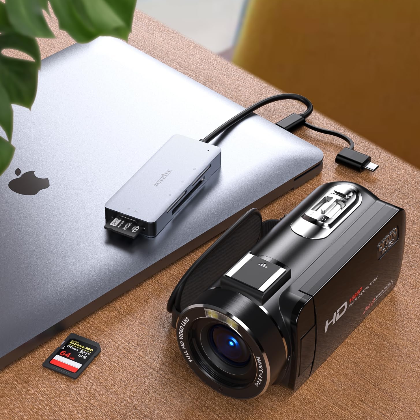 SD Card Reader, Aluminum 5in1 USB USB-C to SD Micro SD MS CF XD Card Reader Adapter Compatible with iPhone 15/16/Pro/Max, MacBook Pro/Air 2023, iPad Pro, iMac, S23, XPS 17, Surface Book 3 and More