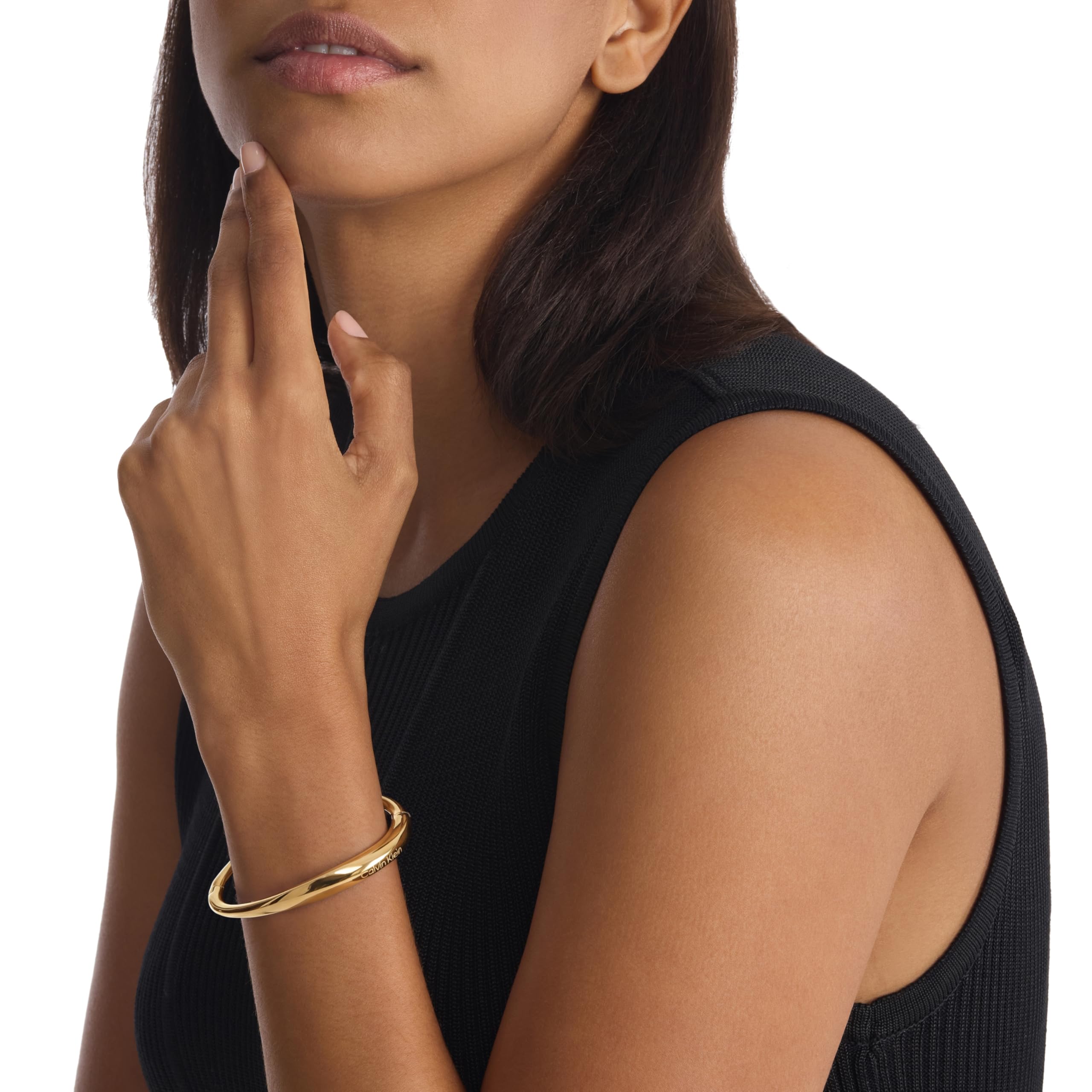 Calvin Klein Bracciale Bangle per Donna Collezione ELONGATED DROPS in Acciaio Inossidabile - Disponibile in Versione Argento o Oro