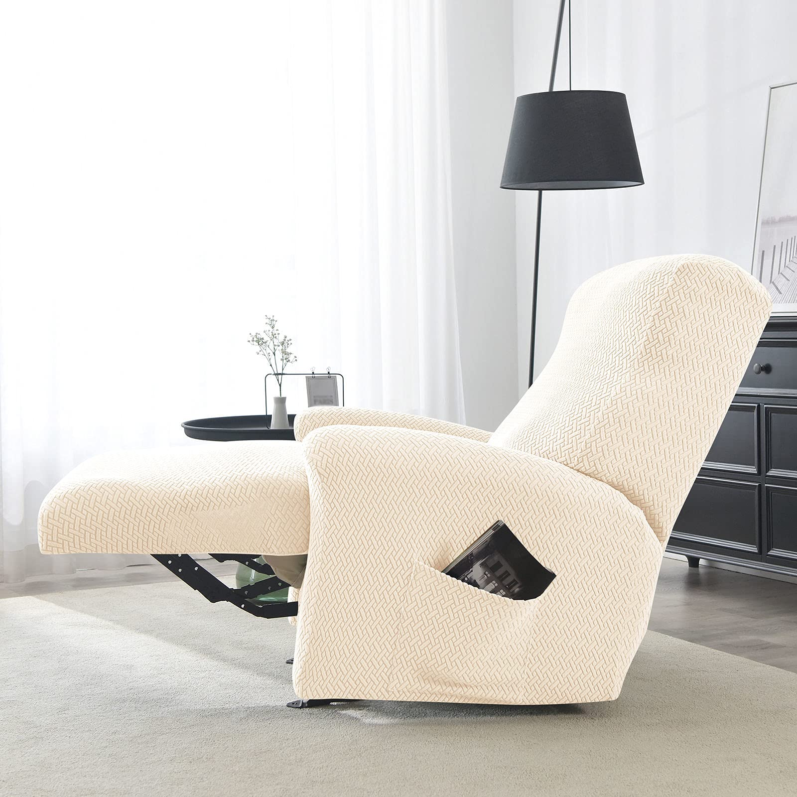 4 Piezas Funda Sillon Relax Reclinable 1 Plaza Beige | Funda De Sillón Relax Elástica Antideslizante Con Bolsillo Lateral Extraíbles Y Lavables Para Sala