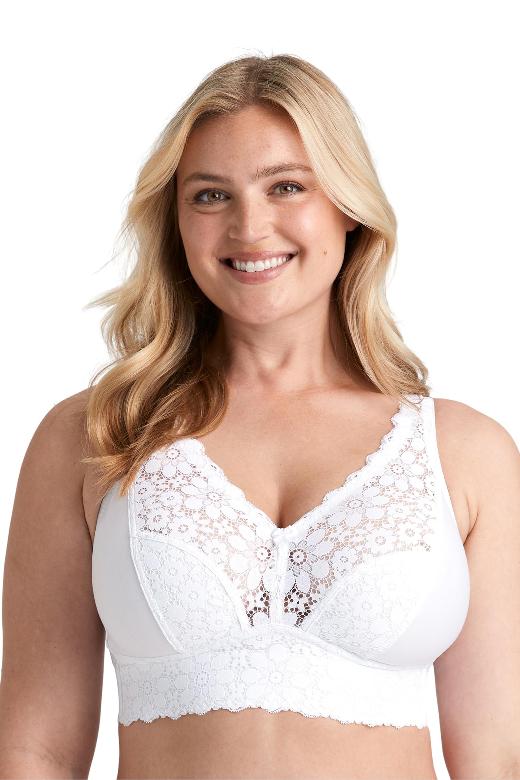 Miss Mary of Sweden Cotton Simplex Sport-BH ohne Bügel – Low Impact, Starker Halt, Ungepolsterte Cups, Breite Komfortträger 75B Weiss