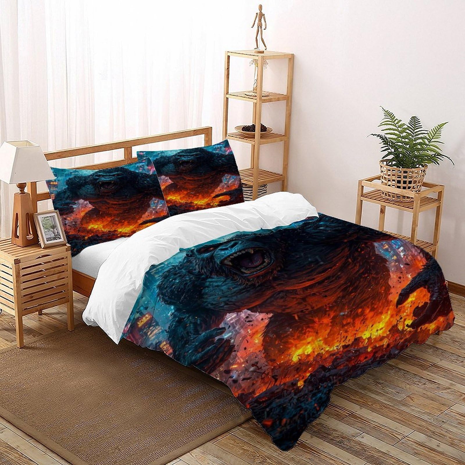 Housse de couette gorille géant cyber zippée microfibre thermorégulatrice 200x200