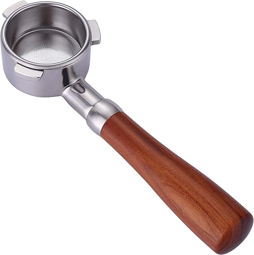 Portafiltro sin fondo de 2.126 in se adapta a Breville Barista Espresso Machine Portafilter de acero inoxidable desnudo junto con cesta de filtro de