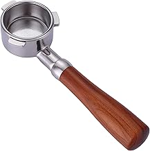 54mm Bottomless Portafilter Fits Breville Barista Espresso Machine Stainless Steel Naked Portafilter Along with Double Shot Filter Basket Coffee Bottomless Handle-Wooden