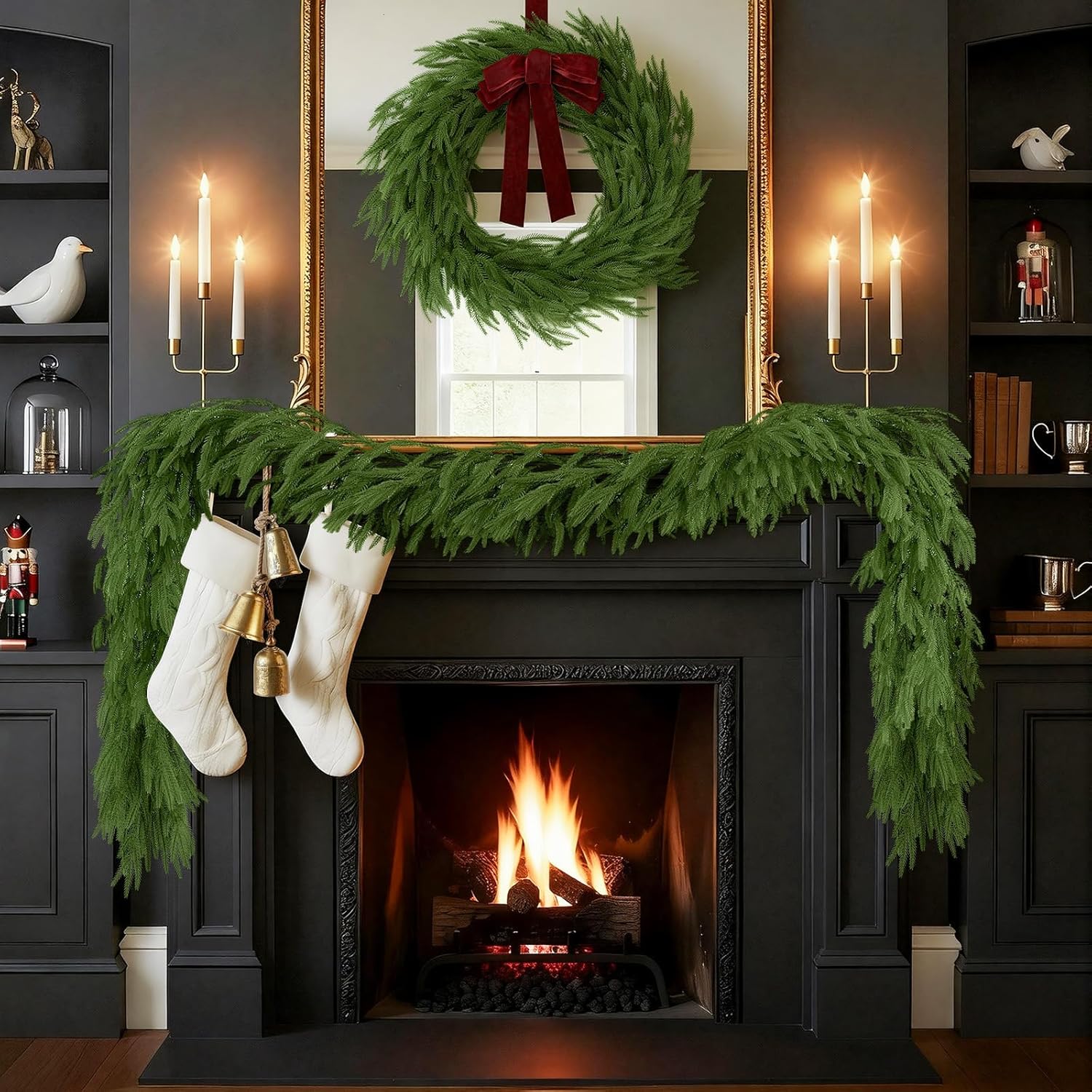 N&T NIETING Christmas Garland Norfolk Pine Garland Real Touch Artificial Christmas Green Xmas Garland for Mantle, Table Holiday Fireplace Staircase Indoor Outdoor Christmas Decorations (9 FT) - Image 2