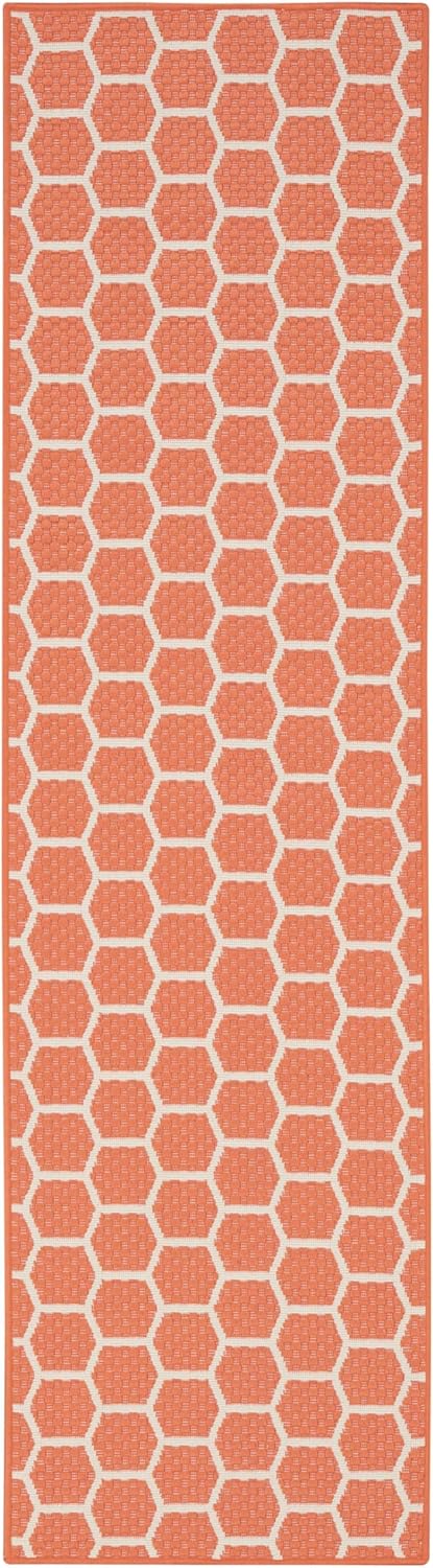 Nourison Home Reversible Indoor Outdoor Coral 2' x 6' Area Rug - Easy Clean, Non Shedding, Bed Room, Living Room, Dining Room, Kitchen (6' Runner)