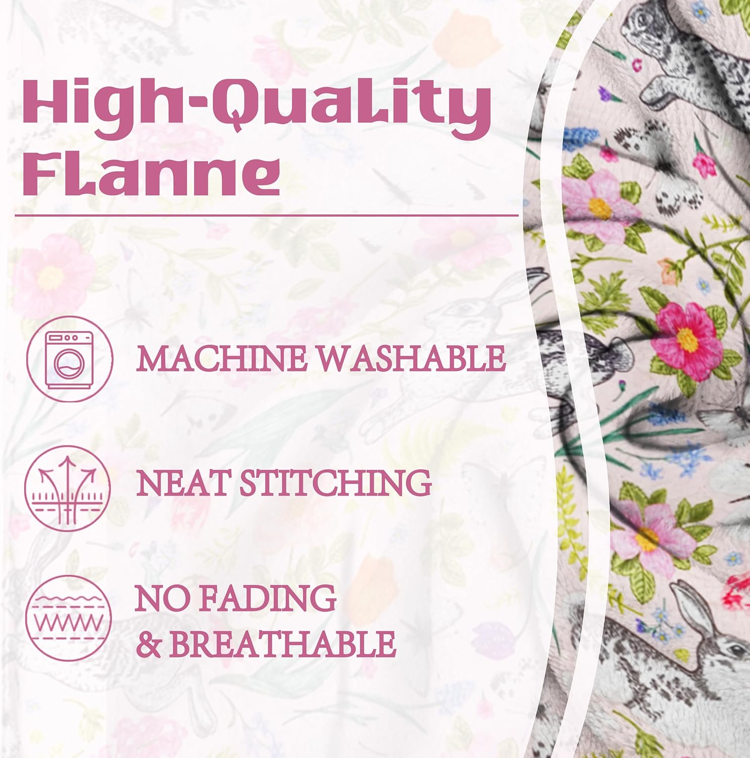 Easter Throw Blanket for Couch, Bunny Blanket for Bedroom and Living Room, Easter Gifts for Women, Family, Friends, Teachers, Cowokers - Image 5