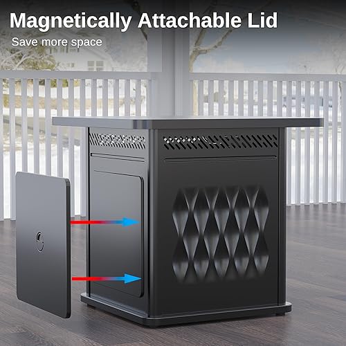 Miniatura 4 de EAST OAK Mesa para fogata de propano de 28 pulgadas, fogata de gas de acero de 50,000 BTU para exteriores, terraza de patio y jardín, mesa de fuego