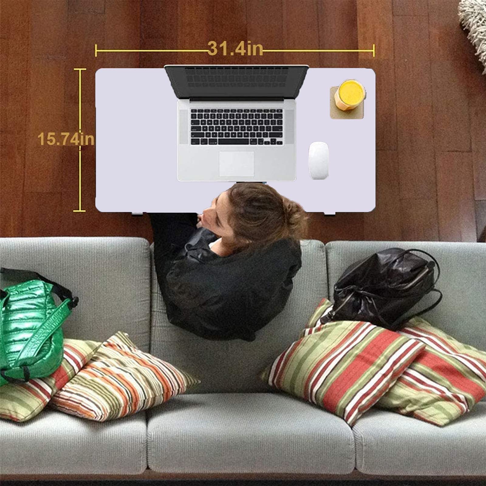 Mobile Bedside Computer Table Standing Desk Adjustable Height Laptop Stand Side Table with Lockable Wheels Home Office Workstation — view 2