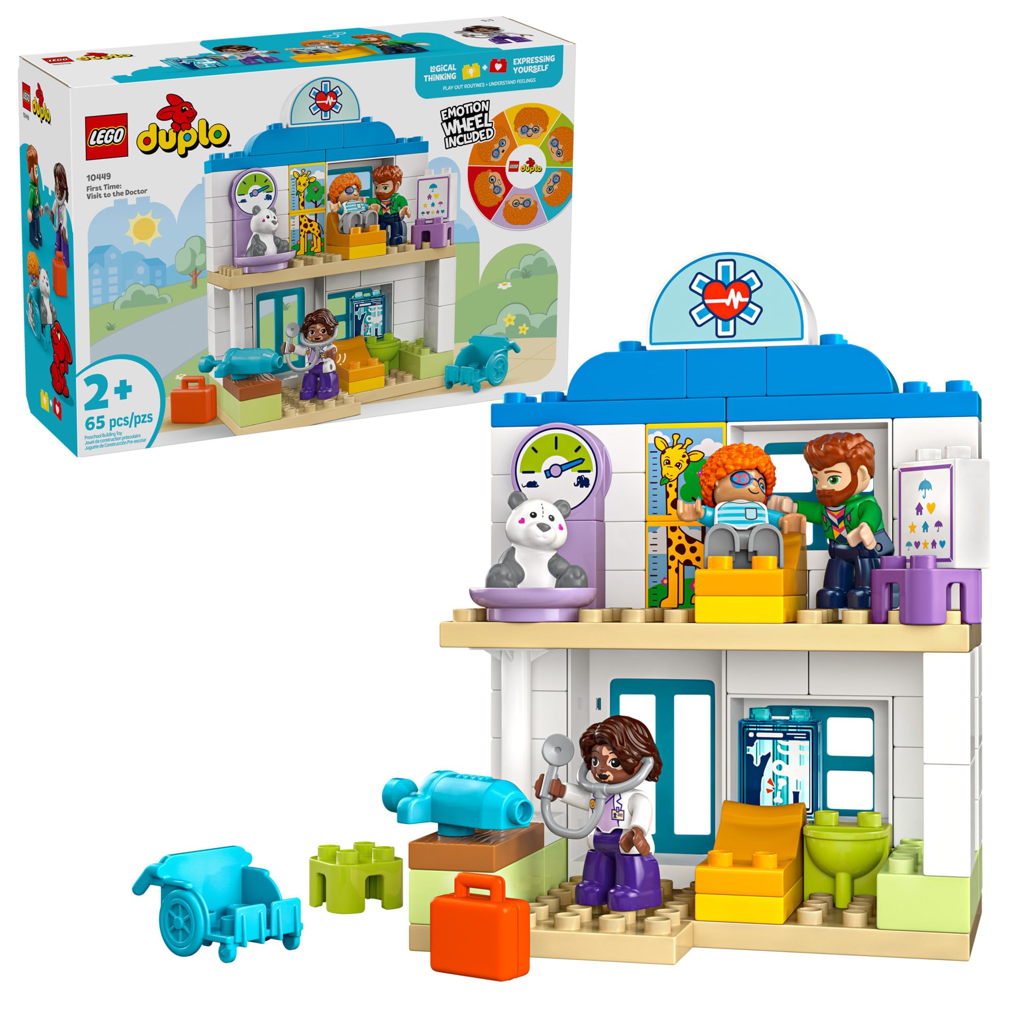 LEGO DUPLO Town First Time Visit with The Doctor Office Building Toy Playset - Preschool Learning and Educational Toy for Toddlers, Boys and Girls, Ages 2+ - Baby Gift Idea - 10449