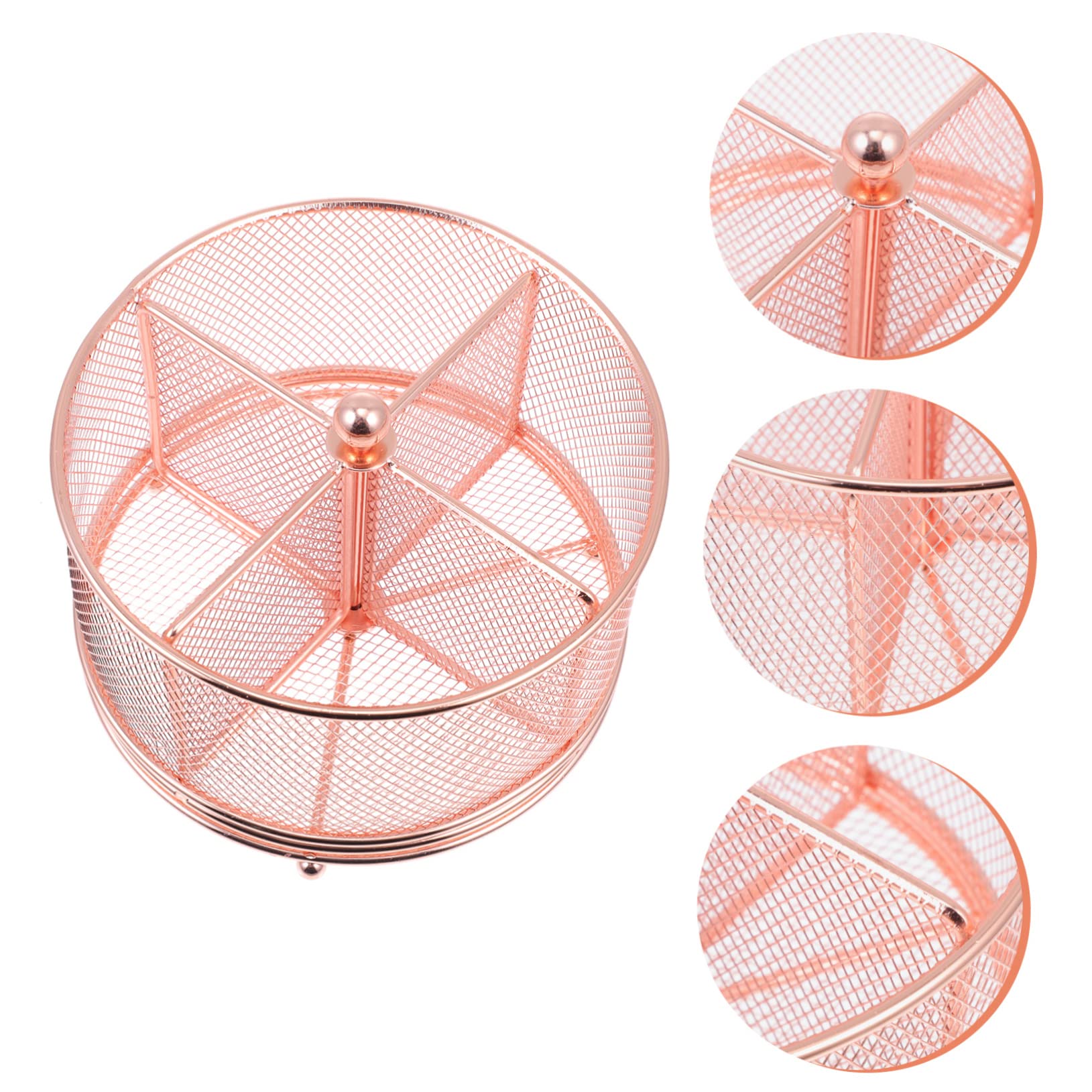 NUOBESTY Organizer Da Scrivania Girevole in Ferro Multifunzione Portapenne Da Scrivania Compatto in Oro Rosa