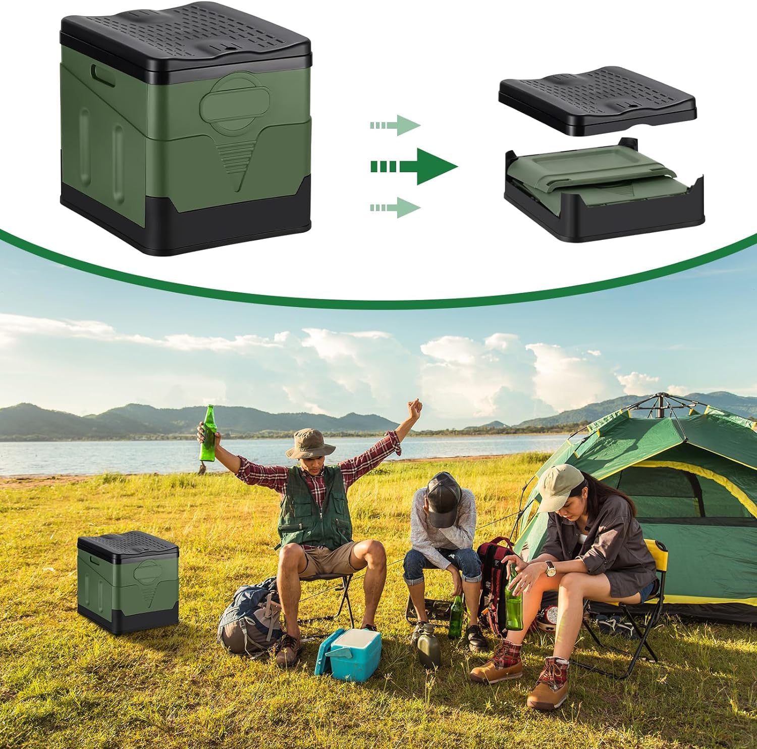 REAGAR Tragbare Campingtoilette Tragbares Töpfchen für Erwachsene Klappbare Toilette für Auto Camping Wandern Lange Reisen Strand für Audi A3 Sedan 2013-2023