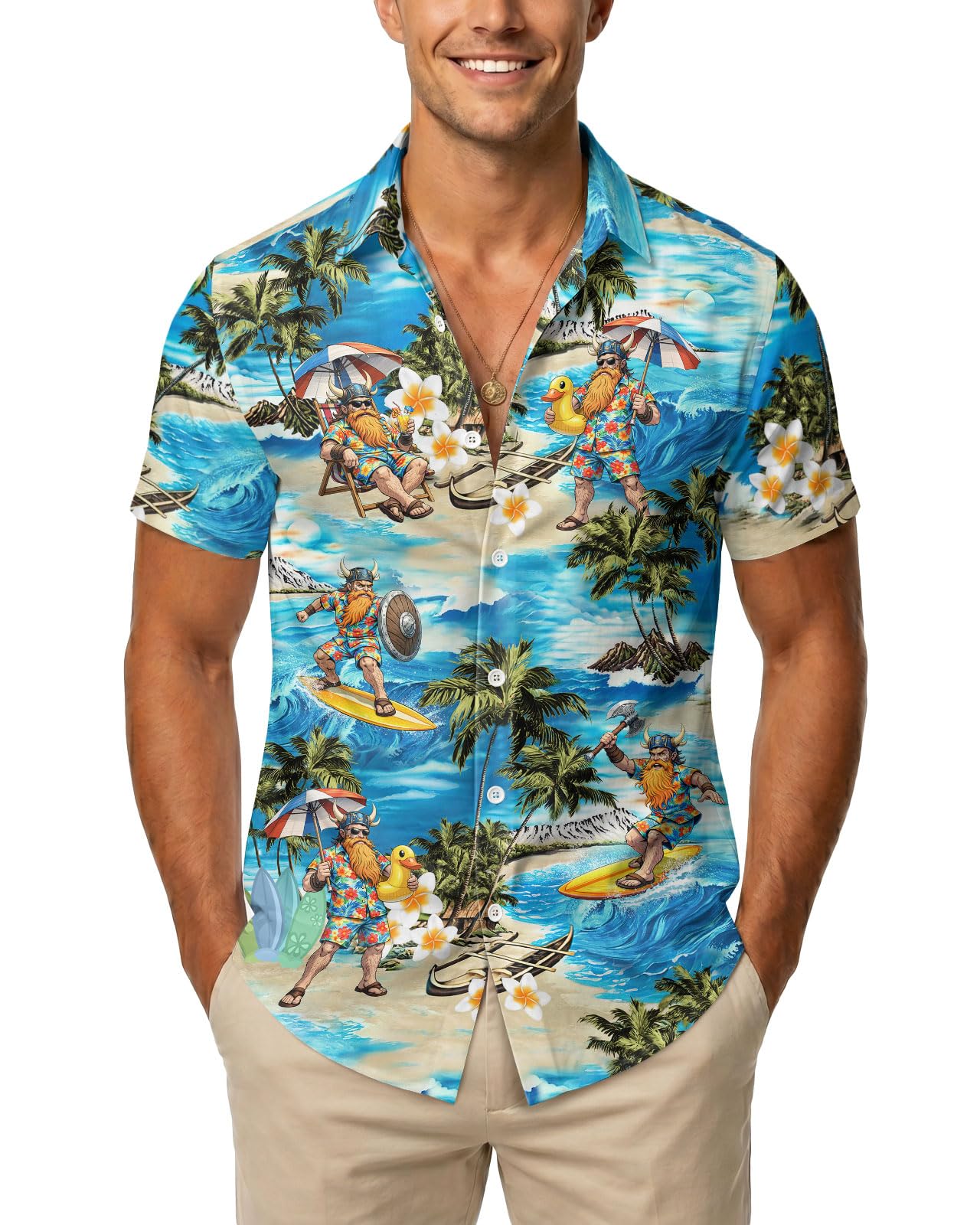 99TIMORO Horror Movie Men's Halloween Button Down Shirts Short Sleeve Top