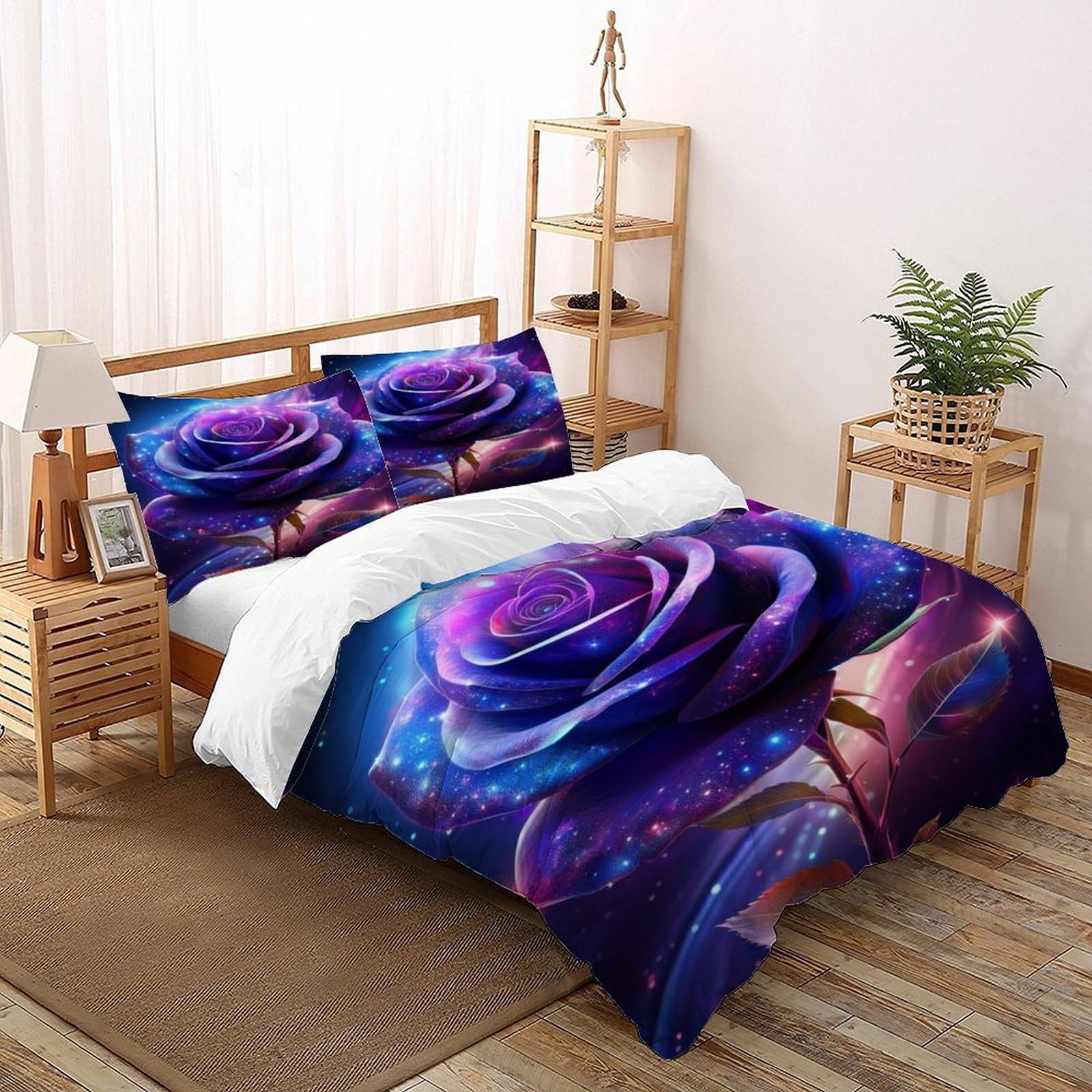 Housse de couette 3 pièces motif imprimé 3D parure de lit microfibre grand lit 260x220cm