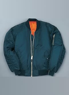 MA1 BOMBER JACKET WITH HEAVY BRASS ZIP (XL, PETROL BLUE)
