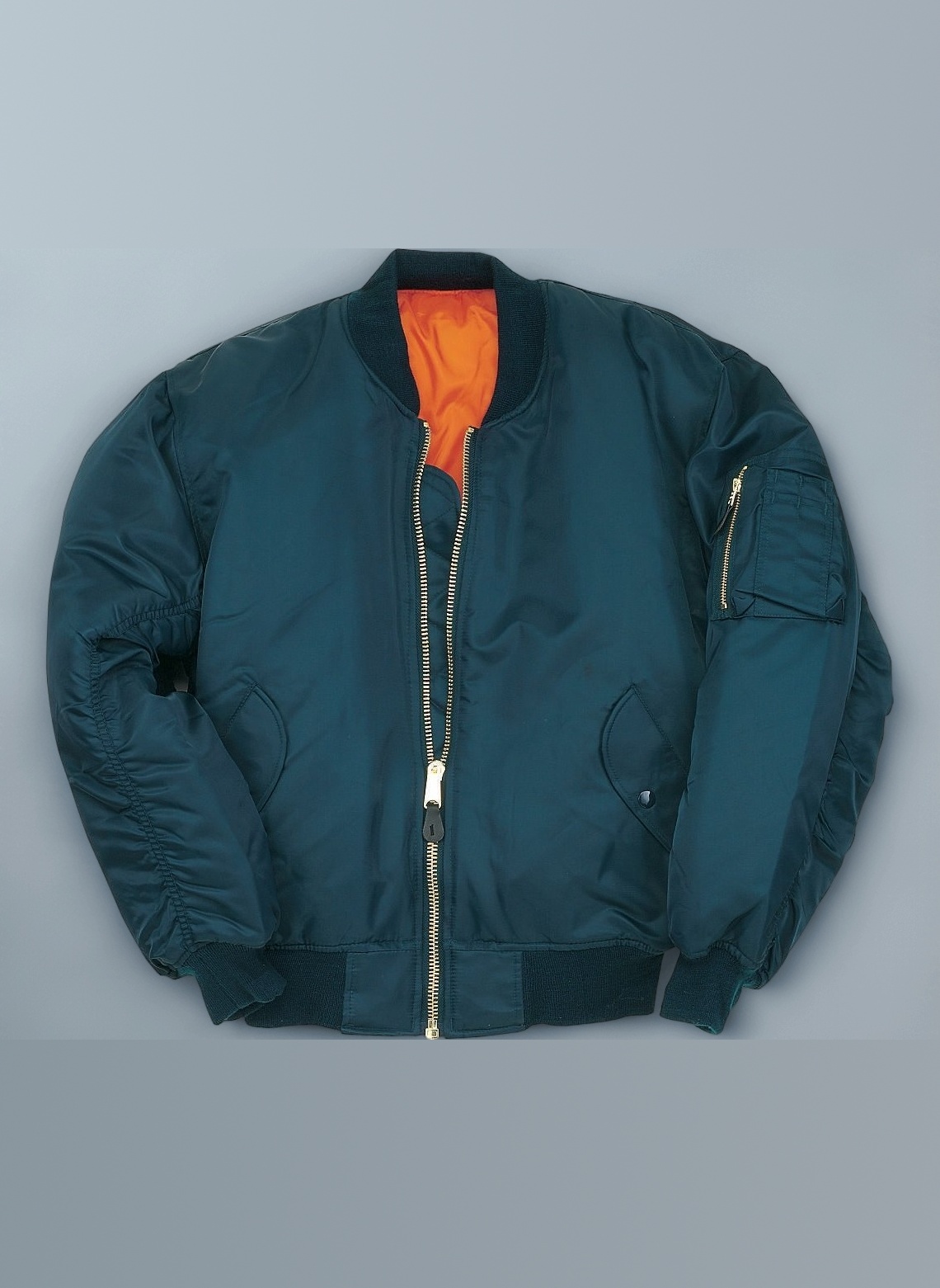 MA1 BOMBER JACKET WITH HEAVY BRASS ZIP (XL, PETROL BLUE)