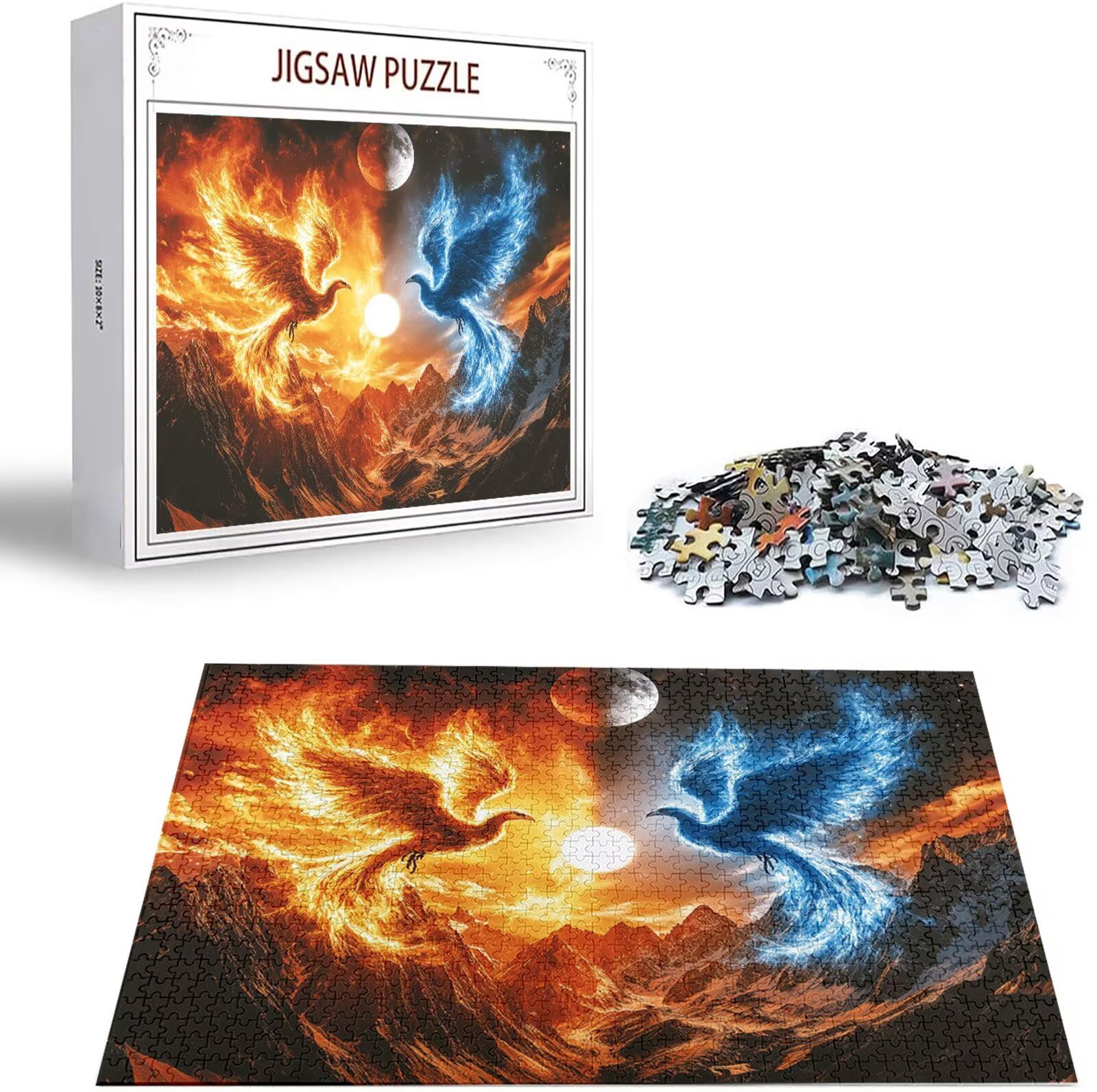 Puzzle 2000 elementów, 3 4 5 lat puzzle księżyc 6 7 8 lat zrównoważone gry edukacyjne z wysokiej jakości drewnianymi motywami dla dorosłych do zabawy rodzinnej układanki dla dorosłych, 2026 prezent na