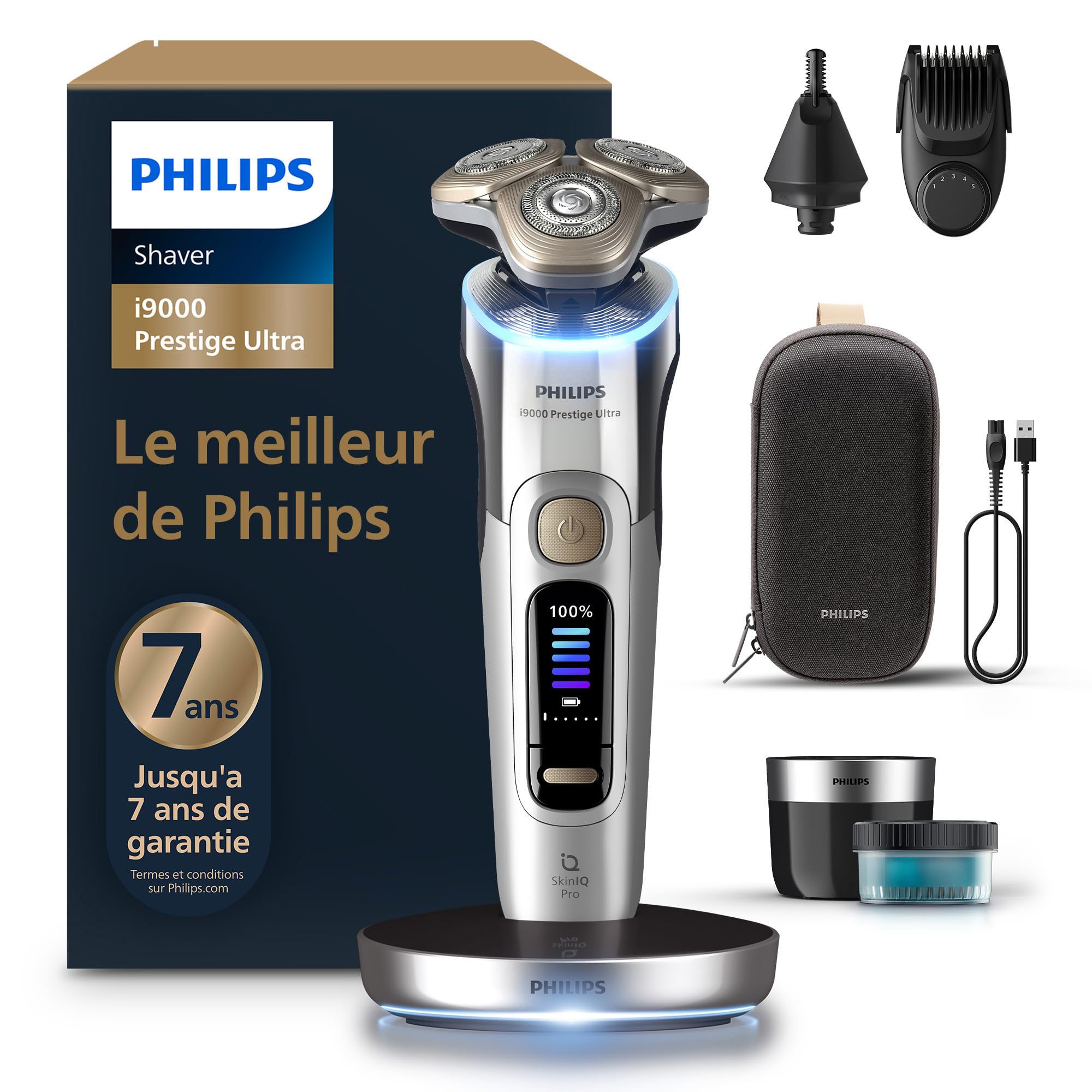 Philips Rasoir i9000 Prestige Ultra - Rasoir Électrique Étanche avec Technologie Skin IQ Pro