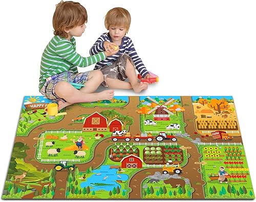 Vista 16 de Oriate Alfombra de juego de juguetes jurásicos para niños, tapete de juego de actividades de dinosaurio, interacción entre padres e hijos, alfombra